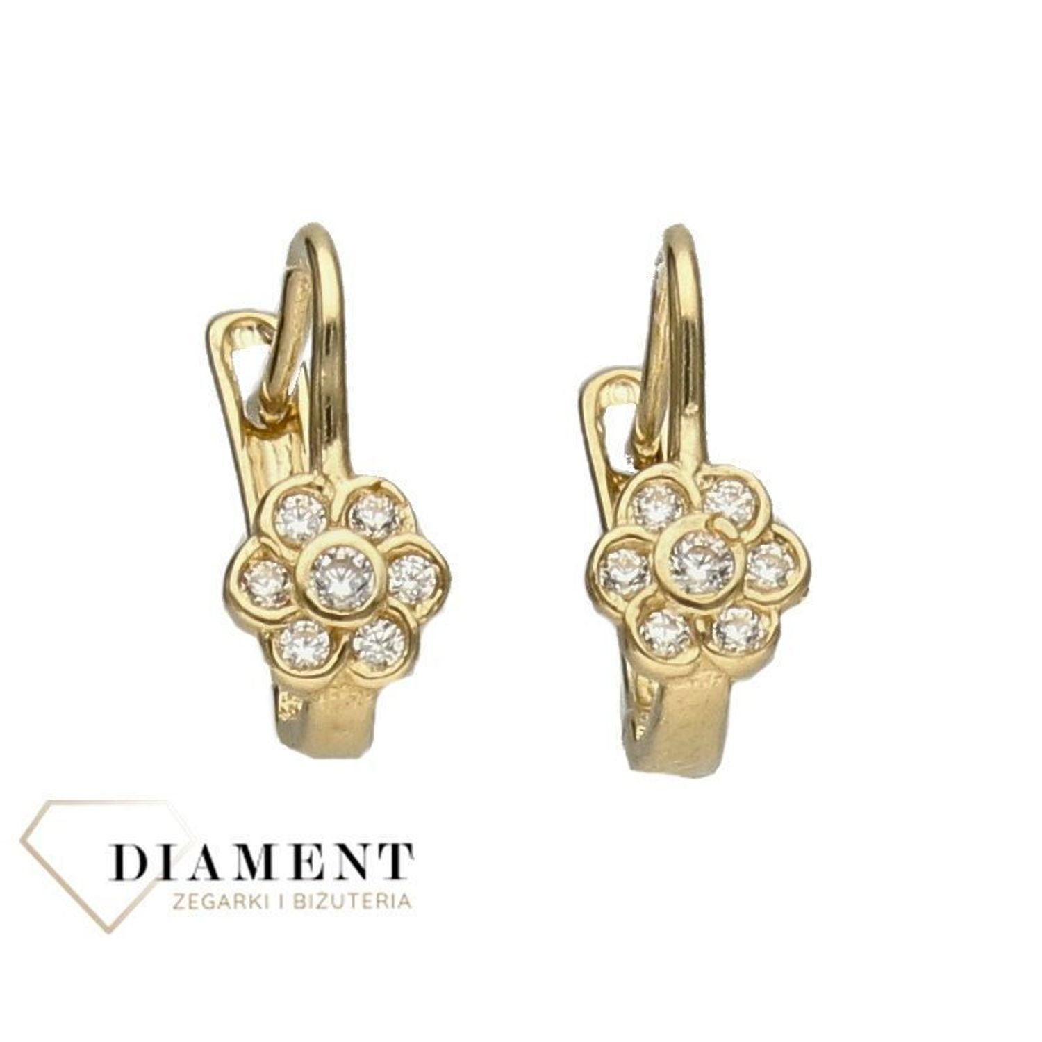 Złote kolczyki dla dziewczynki 'Białe kwiatki' KL 5032.jpg